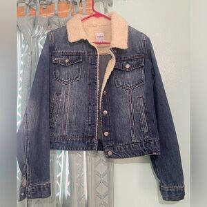 kensie Sherpa-Lined Dark Wash Denim Jacket y2k fashion